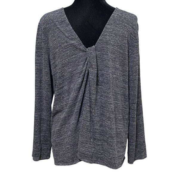 Pure Jill Charcoal Gray Twist Back Long Sleeve V Neck Knit Top Size Large - Picture 5 of 9